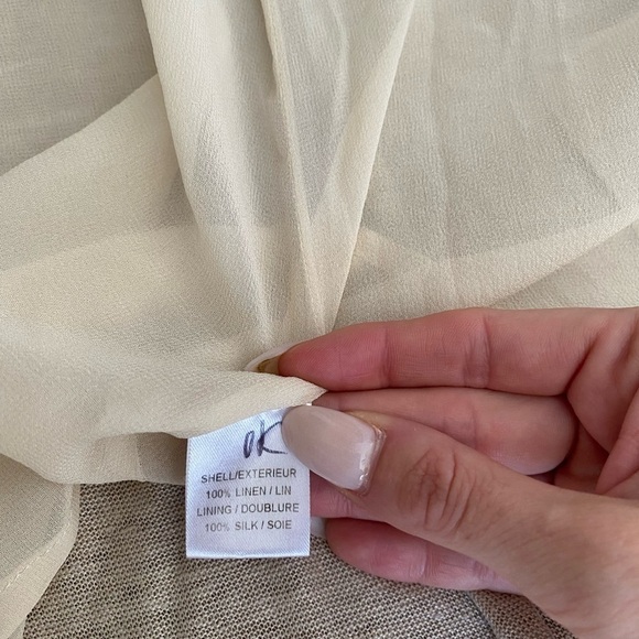 Adam Lippes- Gold Metallic Linen and Silk Cardigan Sweater - Picture 10 of 11